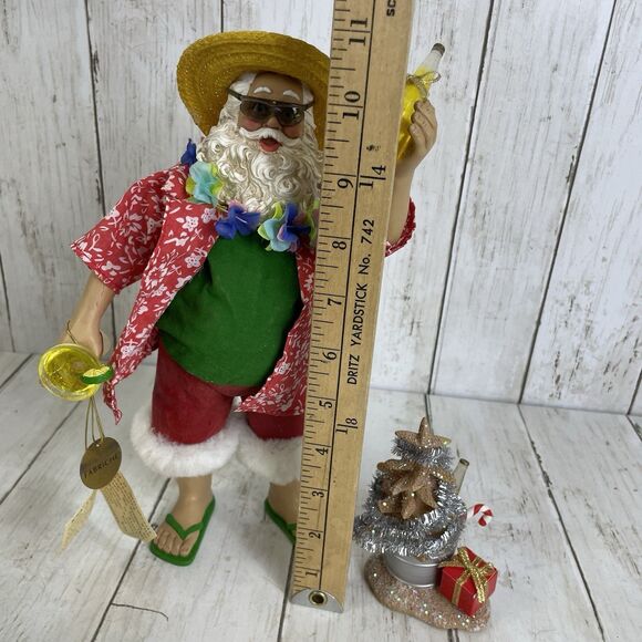 Kurt S. Adler Fabriche Santa Clause On Vacation With Drinks Figure Tropical Tree - Picture 10 of 10